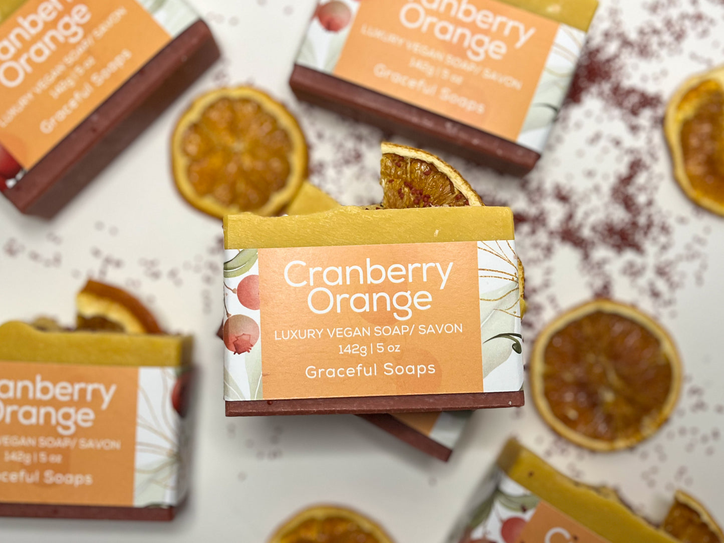 Cranberry Orange Handmade Soap - Festive Holiday Bar