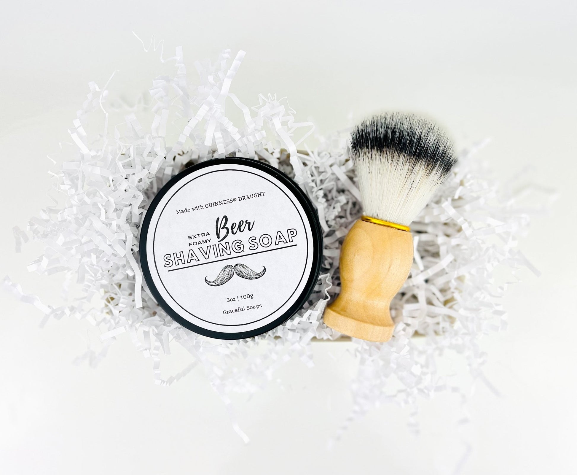 Beer Shaving Kit - Guinness Soap & Brush Set - Graceful Soaps