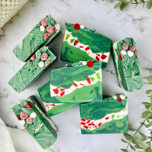 Holly Jolly Holiday Soap - Festive Cranberry Bar