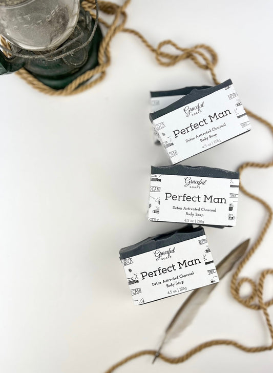 Perfect Man Activated Charcoal Soap - Luxury Men's Bar - Graceful Soaps